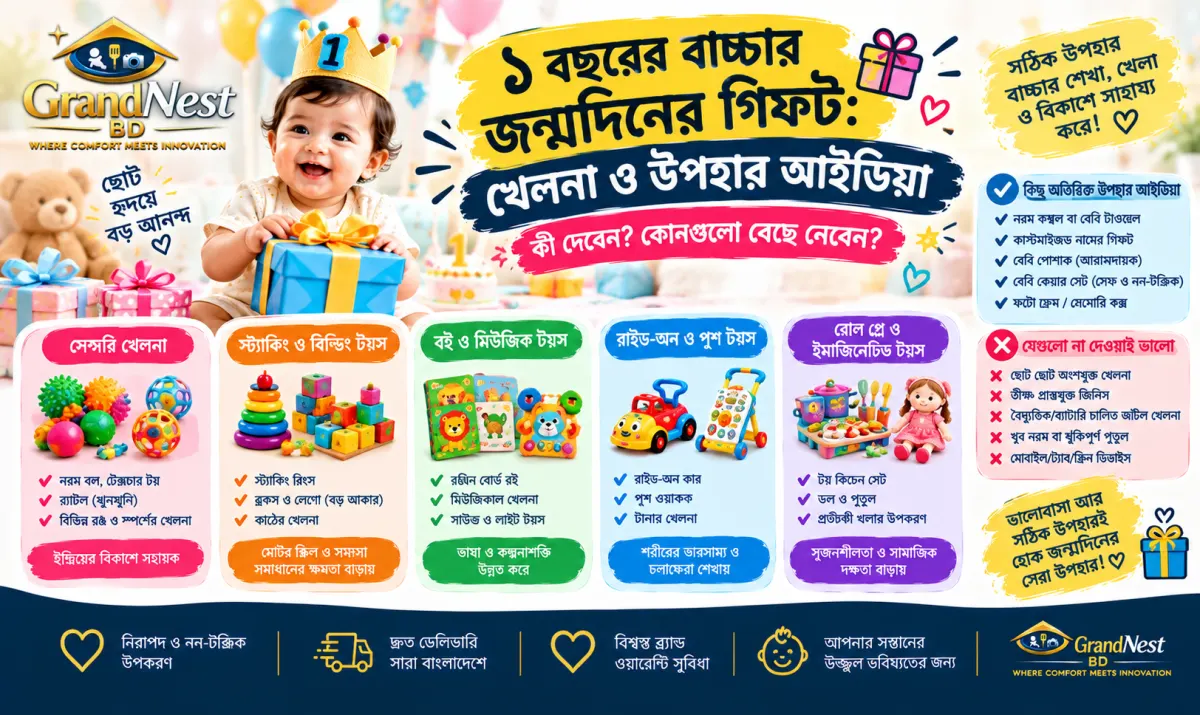 ১ বছরের বাচ্চার জন্মদিনের গিফট: খেলনা ও উপহার আইডিয়া