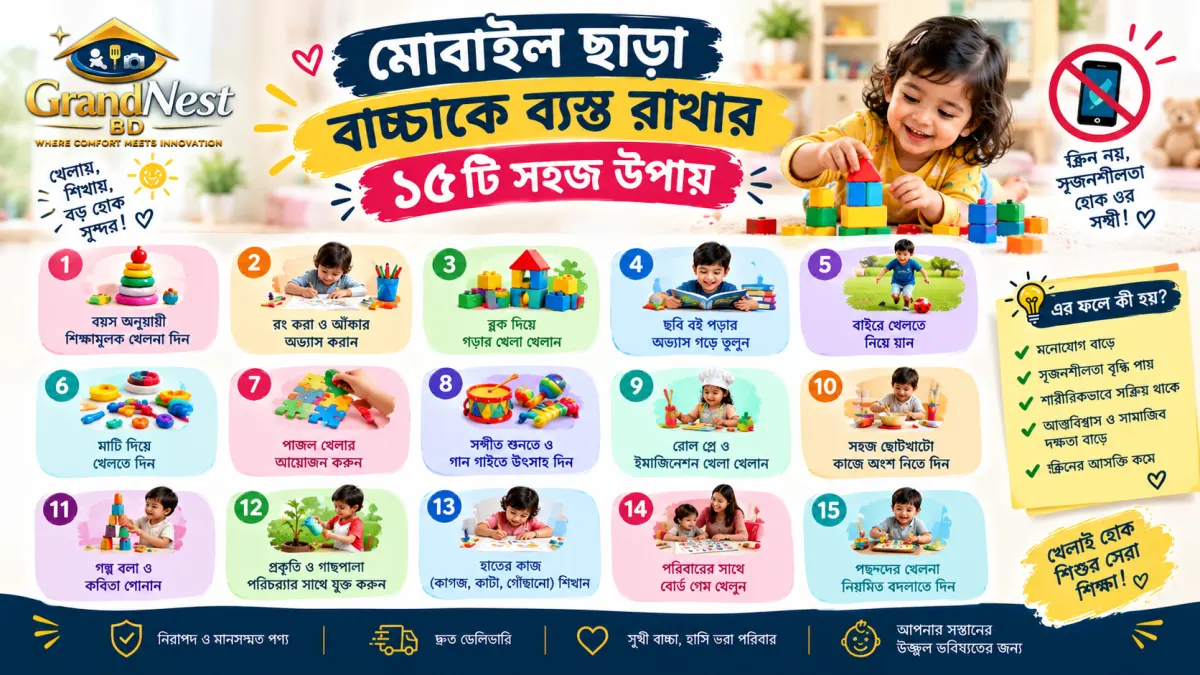 মোবাইল ছাড়া বাচ্চাকে ব্যস্ত রাখার ১৫টি সহজ উপায়