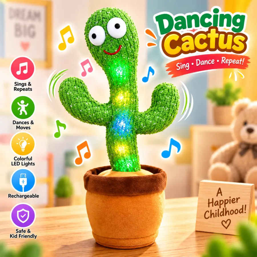 HelloKimi Singing Dancing Cactus Plush Toy