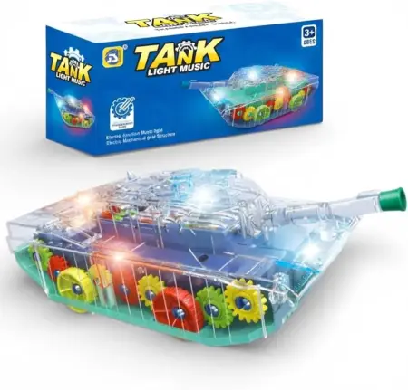 Transparent 3D Gear Toy Tank for Kids – Electric