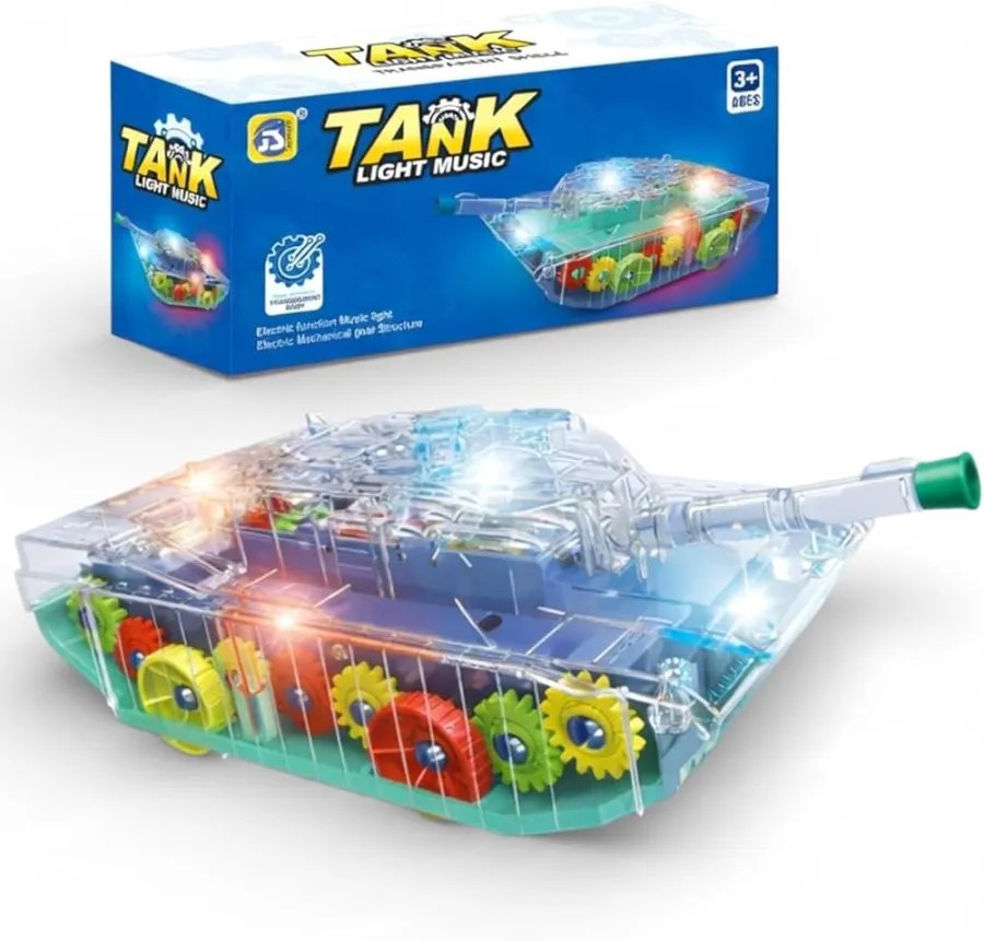 Transparent 3D Gear Toy Tank for Kids – Electric