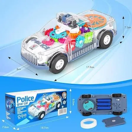 Transparent Gear Police Car Toy